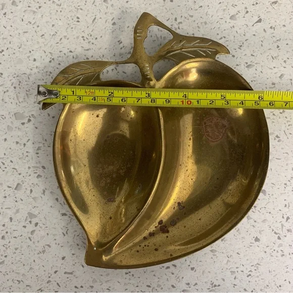 Vintage Brass Peach-Shaped Divided Dish - Picture 4 of 5